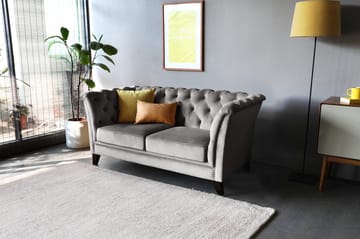 Soffa 2-sits chesterfield grå - Henry - Grå sammet - Products - Möbler - Soffa - Chesterfield soffa