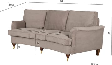 Soffa Howard Watford Deluxe 225 cm - Beige - Products - Möbler - Soffa - Howardsoffa