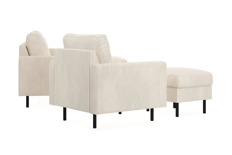 Peppe Soffgrupp 3-sits Vändbar L-formad Divansoffa + Fåtölj + Fotpall i Manchester - Beige - Products - Möbler - Soffa - Soffgrupp