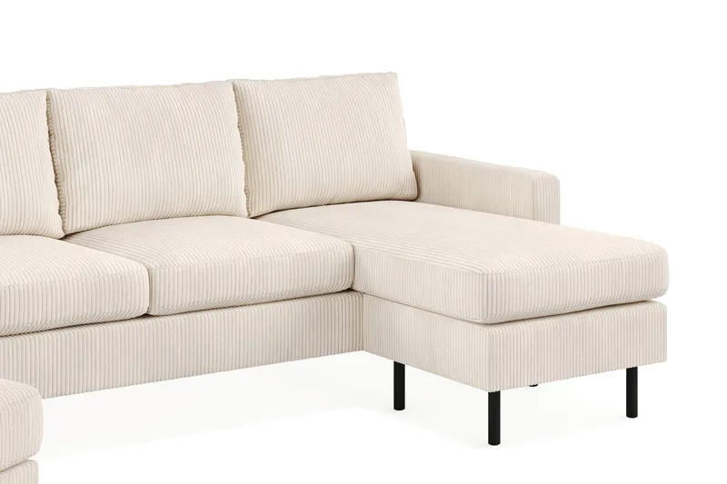 Peppe Soffgrupp 3-sits Vändbar L-formad Divansoffa + Fåtölj + Fotpall i Manchester - Beige - Products - Möbler - Soffa - Soffgrupp