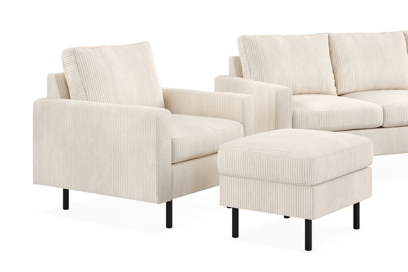 Peppe Soffgrupp 3-sits Vändbar L-formad Divansoffa + Fåtölj + Fotpall i Manchester - Beige - Products - Möbler - Soffa - Soffgrupp