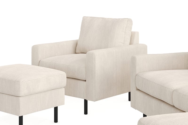 Peppe Soffgrupp 3-sits Vändbar L-formad Divansoffa + Fåtölj + Fotpall i Manchester - Beige - Products - Möbler - Soffa - Soffgrupp