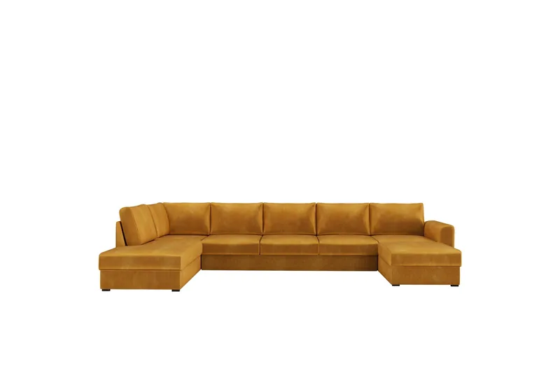 Taberk Soffa med Divan och Schäslong 5-sits, Gul