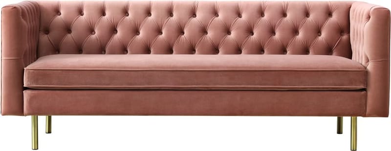 Toto 3-sits rosa soffa med guldiga ben - Rosa - Products - Möbler - Soffa - Sammetssoffa