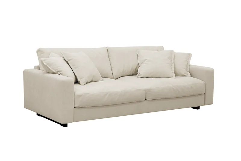 Valencia Soffgrupp Extra Djup 3-sits Soffa + Fotpall i Chenille - Beige - Products - Möbler - Soffa - Hörnsoffa