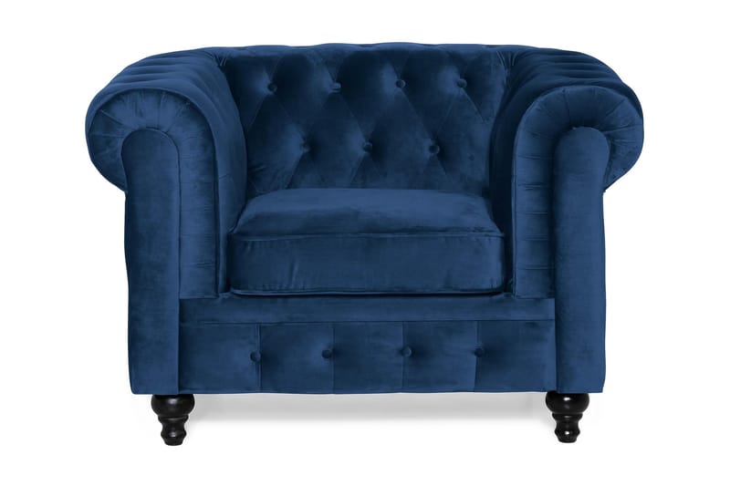 Chesterfield Lyx Stor skön djup sammetsfåtölj - Fåtölj till vardagsrum - Blå - Products - Möbler - Fåtölj & stolar - Fåtölj - Chesterfield fåtölj