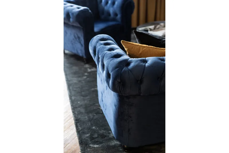 Chesterfield Lyx Stor skön djup sammetsfåtölj - Fåtölj till vardagsrum - Blå - Products - Möbler - Fåtölj & stolar - Fåtölj - Chesterfield fåtölj
