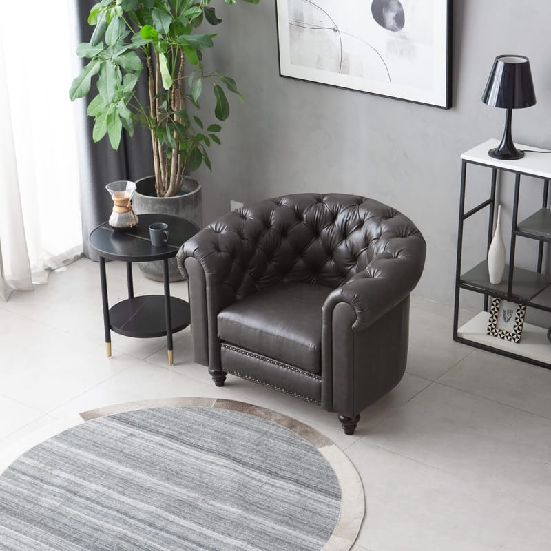 Clubfåtölj chesterfield mörkbrun PU - Products - Möbler - Fåtölj & stolar - Fåtölj - Chesterfield fåtölj