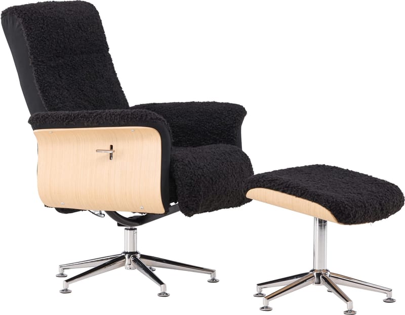 Hagön reclinerfåtölj med fotpall - Svart/oljad ek - Antracit teddy - Products - Möbler - Fåtölj & stolar - F åtölj - Biofåtölj & reclinerfåtölj