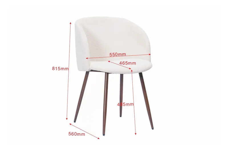 Greya Matstol med armstöd - Vit Bouclé / Metallben Valnöt - Products - Möbler - Fåtölj & stolar - Karmstol