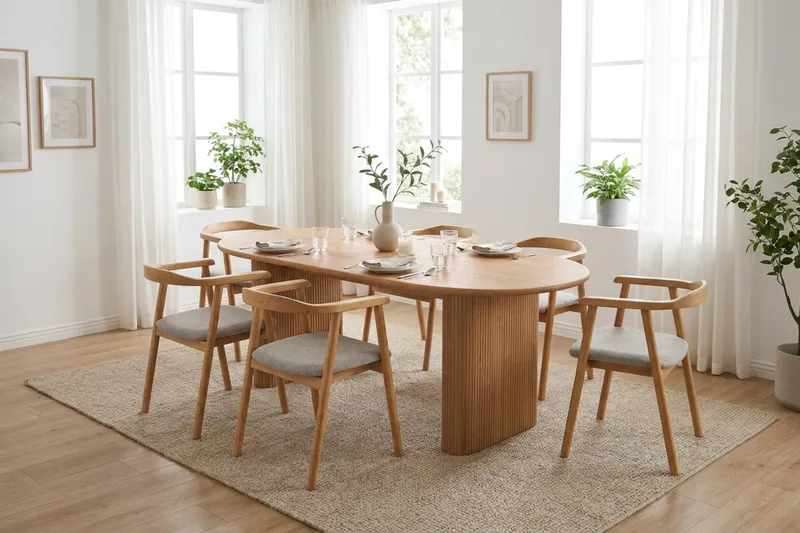 Jolie Matstol i trä med tygsits - Ek/Beige - Products - Möbler - Fåtölj & stolar - Matstol & köksstol