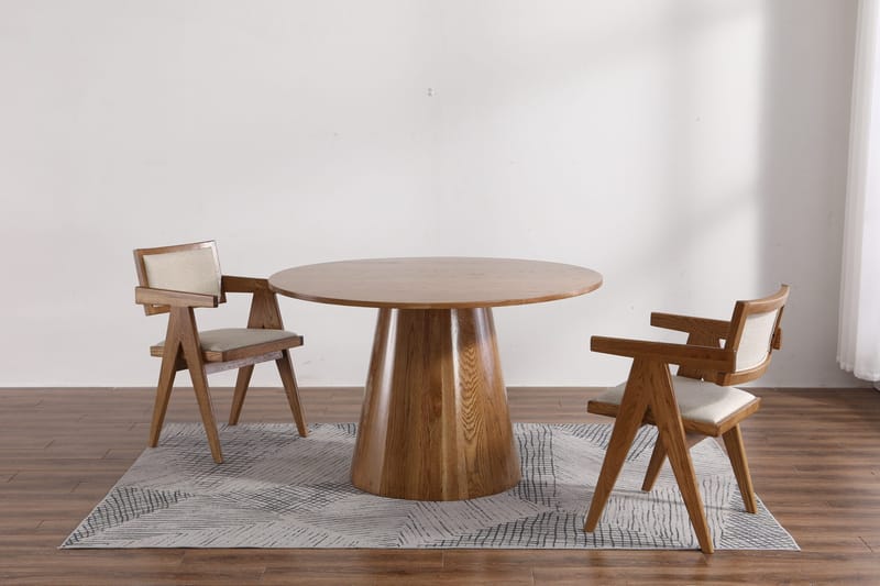 Karmstol Sara Ek/Whitewash med Linnetyg - Beige - Products - Möbler - Fåtölj & stolar - Karmstol