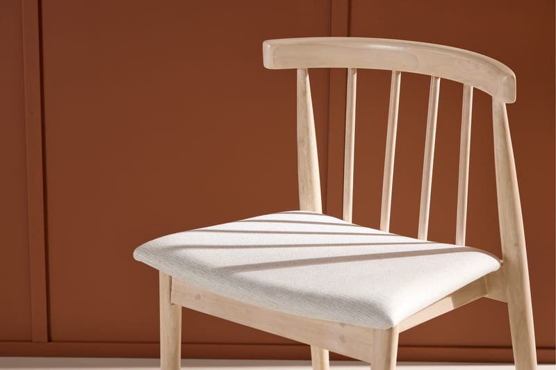 Matstol utan armstöd Peach Flora Dining Chair - Whitewash Legs / Beige Fabric Whitewash - Products - Möbler - Fåtölj & stolar - Matstol & köksstol