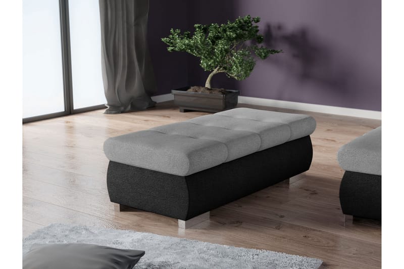 Cerys Fotpall 60 cm - Svart/Grå - Products - Möbler - Fåtölj & stolar - Pall & puff - Fotpallar
