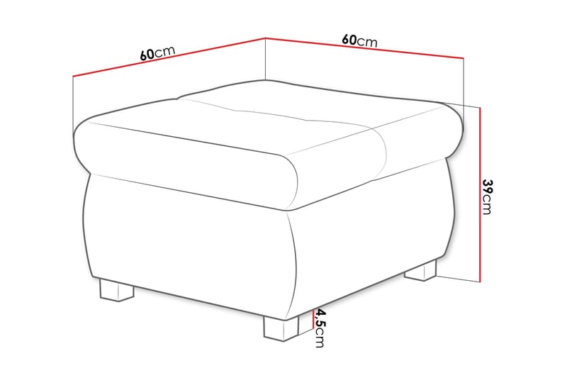 Cerys Fotpall 60 cm - Svart/Grå - Products - Möbler - Fåtölj & stolar - Pall & puff - Fotpallar