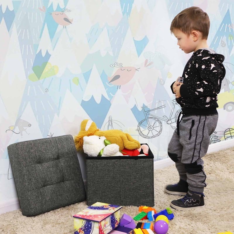 Fideli sittpuff med förvaring - Grå - Grå - Products - Möbler - Fåtölj & stolar - Pall & puff - Sittpuff