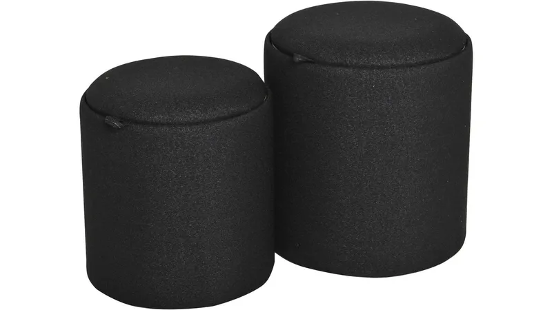 Velmira Puff 2 delar 39 cm Rund, Svart