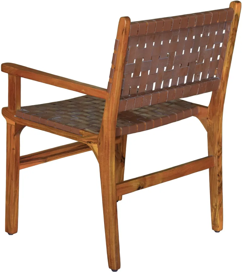 Porto Bello Karmstol Teak / Anilinläder, konjaksbrun