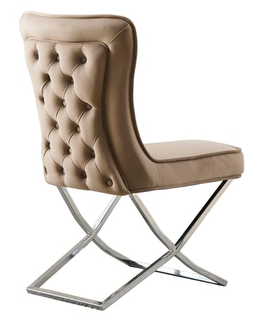 Stol med kromade ben - beige sammet - Luxury - Beige sammet med kromat underrede - Products - Möbler - Fåtölj & stolar - Matstol & köksstol