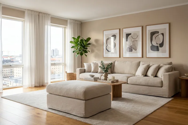Valencia Extra Djup 5-sits soffa + fotpall med avtagbar och tvättbar klädsel - Beige - Products - Möbler - Soffa