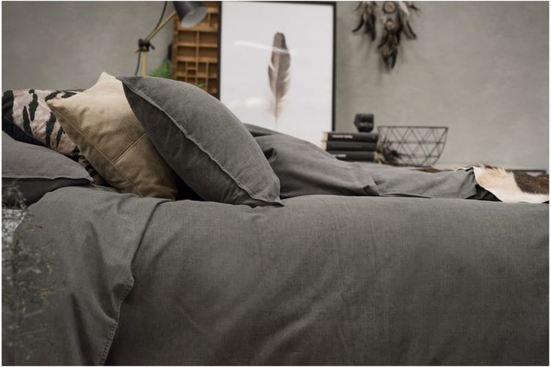Påslakanset Dubbelsäng 3-Dels Washed - Grå - Products - Textil & mattor - Sängkläder - Bäddset & påslakanset - Påslakanset dubbelsäng