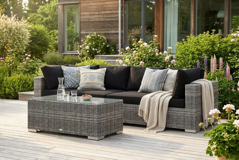 Bahamas Vänstermodul utomhus 140 cm i konstrotting - Grå - Products - Utemöbler & utemiljö - Övrigt utemöbler - Moduler utesoffa - Vänstermodul utesoffa