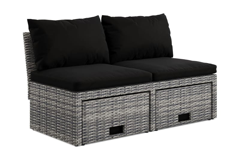 Bahamas Liten Balkongsoffa med dynor och pallar i konstrotting - Grå - Products - Utemöbler & utemiljö - Balkong & altan - Balkongmöbler - Balkongsoffa