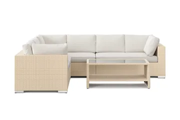 Bahamas L-formad utesoffa höger, 6-sits med bord och hylla - Beige - Products - Utemöbler & utemiljö - Loungemöbler - Loungeset & loungegrupp
