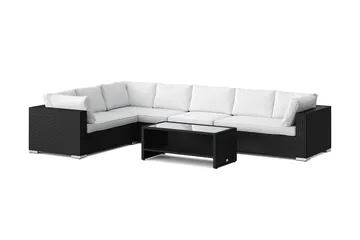 Bahamas L-formad utesoffa vänster, 7-sits med bord och hylla - Svart - Products - Utemöbler & utemiljö - Loungemöbler - Loungeset & loungegrupp