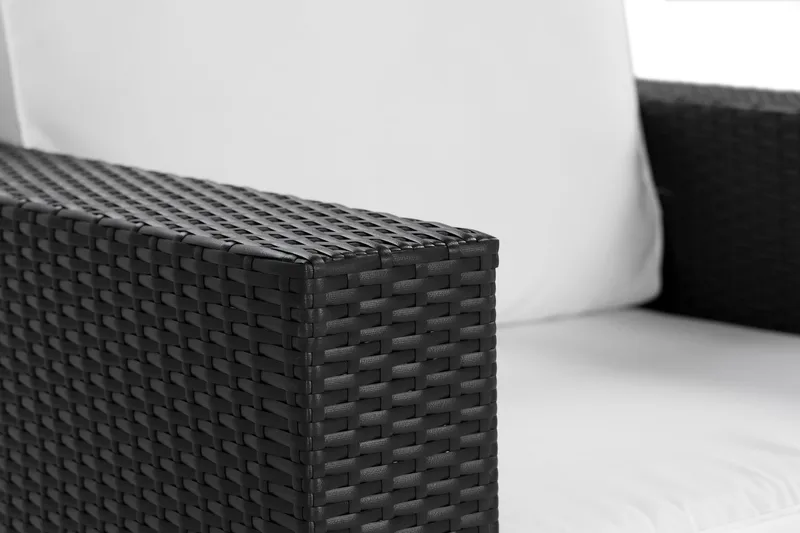 Bahamas Loungefåtölj utomhus i konstrotting för Uteplats och Trädgård - Svart / Vita dynor - Products - Utemöbler & utemiljö - Loungemöbler - Loungestol utomhus