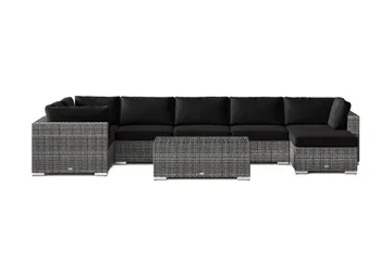 Bahamas U-formad utomhus loungegrupp 7-sits med vändbar divan och bord - Grå - Products - Utemöbler & utemiljö - Loungemöbler - Loungeset & loungegrupp