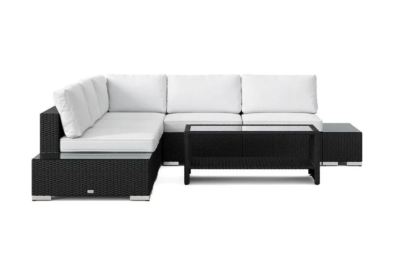 Bahamas utomhus hörnsoffa 5-sits vändbar med öppet avslut och bord med hylla - Svart - Products - Utemöbler & utemiljö - Loungemöbler - Loungeset & loungegrupp