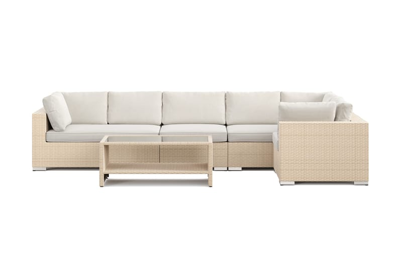 Bahamas utomhus hörnsoffa 6-sits vändbar och bord med hylla - Beige - Products - Utemöbler & utemiljö - Loungemöbler - Loungeset & loungegrupp