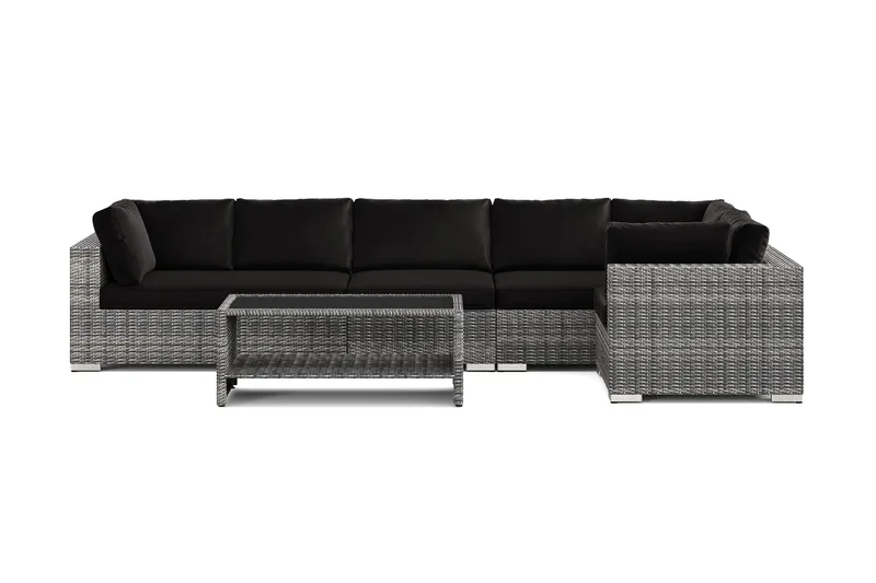 Bahamas utomhus hörnsoffa 6-sits vändbar och bord med hylla - Grå - Products - Utemöbler & utemiljö - Loungemöbler - Loungeset & loungegrupp