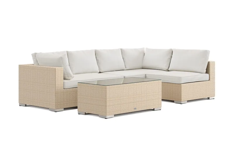 Bahamas utomhus loungegrupp 5-sits med vändbar schäslong och bord, Beige