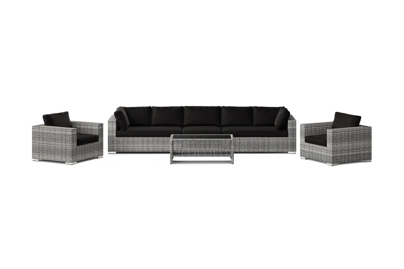 Bahamas utomhus soffgrupp 7-sits med två fåtöljer och bord med hylla - Grå - Products - Utemöbler & utemiljö - Loungemöbler - Loungeset & loungegrupp