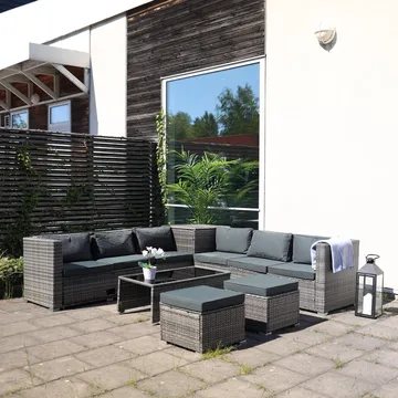 Exklusiv loungegrupp | Inbyggd förvaring | Grå konstrotting | Djursvik - Products - Utemöbler & utemiljö - Loungemöbler - Loungeset & loungegrupp