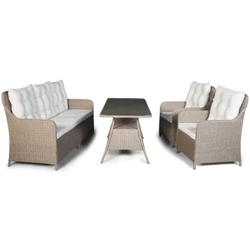 Loungegrupp utemöbler | Beige konstrotting | Rögrund - Products - Utemöbler & utemiljö - Loungemöbler - Loungeset & loungegrupp