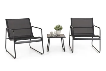 Pelanda Caféset Utomhus - Bord med frostad glasskiva och fåtöljer i stål - Svart - Products - Utemöbler & utemiljö - Loungemöbler - Loungeset & loungegrupp