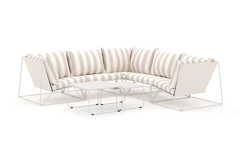 Usteryd utomhus hörnsoffa 5-sits vändbar - Beige/Striped - Products - Utemöbler & utemiljö - Loungemöbler - Loungeset & loungegrupp