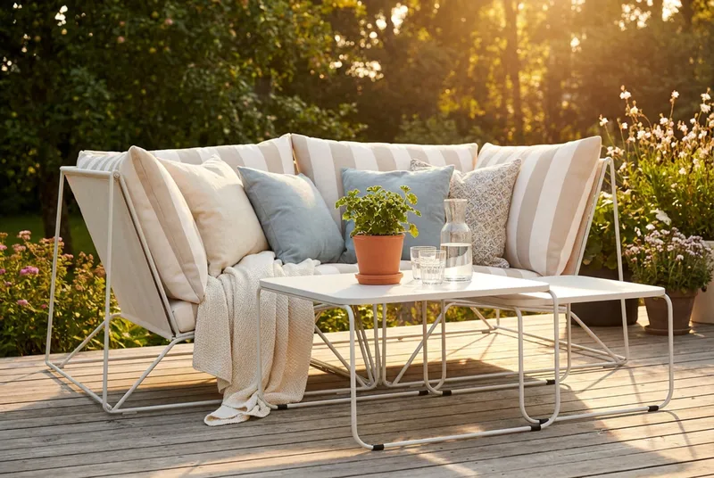 Usteryd utomhus rak 2-sits soffa - Beige/Striped - Products - Utemöbler & utemiljö - Loungemöbler - Loungeset & loungegrupp