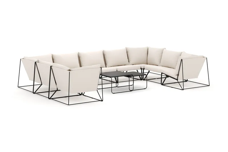 Usteryd utomhus U-soffa 9-sits med stängt avslut - Svart/Beige - Products - Utemöbler & utemiljö - Loungemöbler - Loungeset & loungegrupp