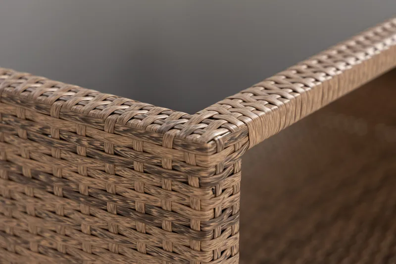 Bahamas Loungbord och Soffbord med hylla Utomhus 113 cm Konstrotting Glas - Sand - Products - Utemöbler & utemiljö - Utebord & trädgårdsbord - Loungebord & soffbord utomhus