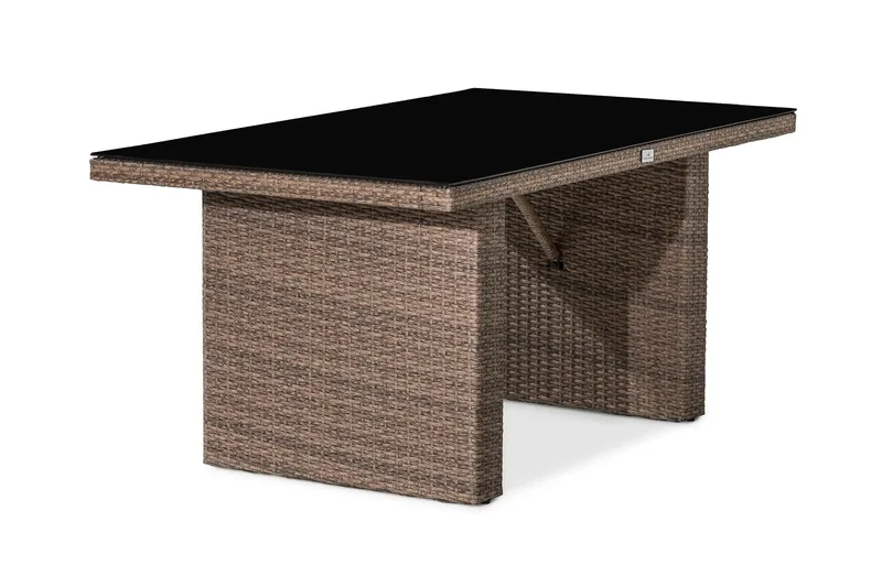 James Utebord 85x145 cm – Matbord utomhus i konstrotting med bordsskiva i Glas, Sand Brun