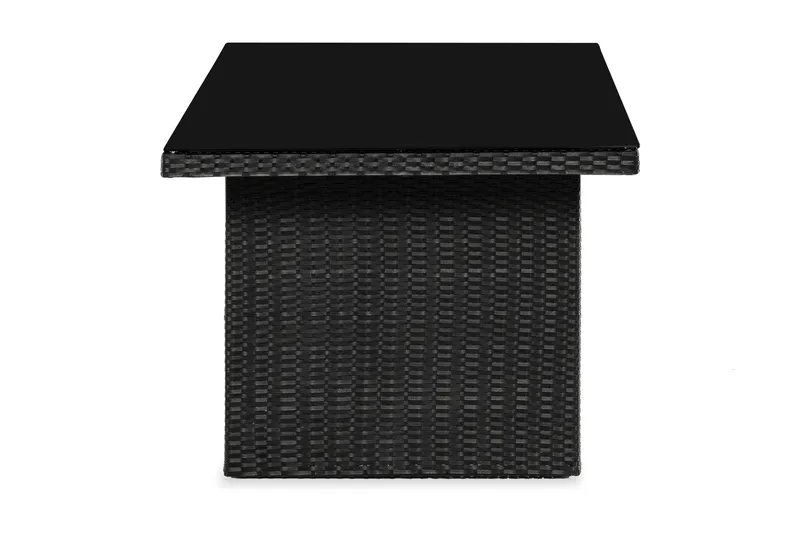 James Utebord 85x145 cm – Matbord utomhus i konstrotting med bordsskiva i Glas - Svart - Products - Utemöbler & utemiljö - Utebord & trädgårdsbord - Matbord utomhus