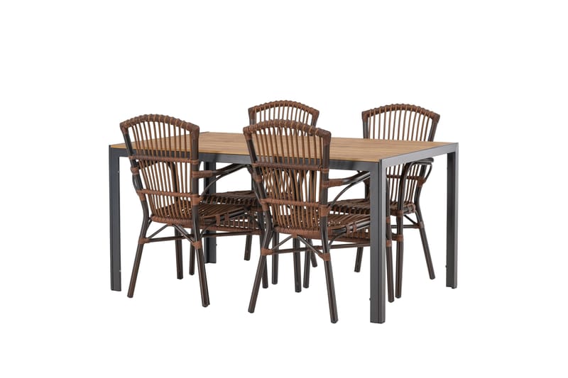 Break Matgrupp 150 cm + 4 st Galera Karmstolar Brun - Brun - Products - Utemöbler & utemiljö - Utegrupp - Matgrupp utomhus