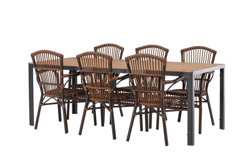 Break Matgrupp 205 cm + 6 st Galera Karmstolar Brun - Brun - Products - Utemöbler & utemilj ö - Utegrupp - Matgrupp utomhus