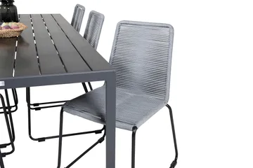 Break Matgrupp Utomhus 205cm + 6 Lindos Matstolar Utomhus Svart/Grå - Venture Home - Products - Utemöbler & utemiljö - Utegrupp - Matgrupp utomhus