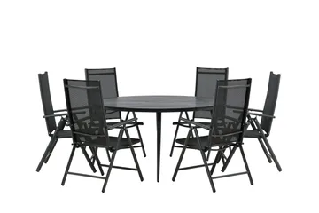Break Matgrupp Utomhus Rund 150 cm + 6 Break Positionsstol - Svart - Products - Utemöbler & utemiljö - Utegrupp - Matgrupp utomhus