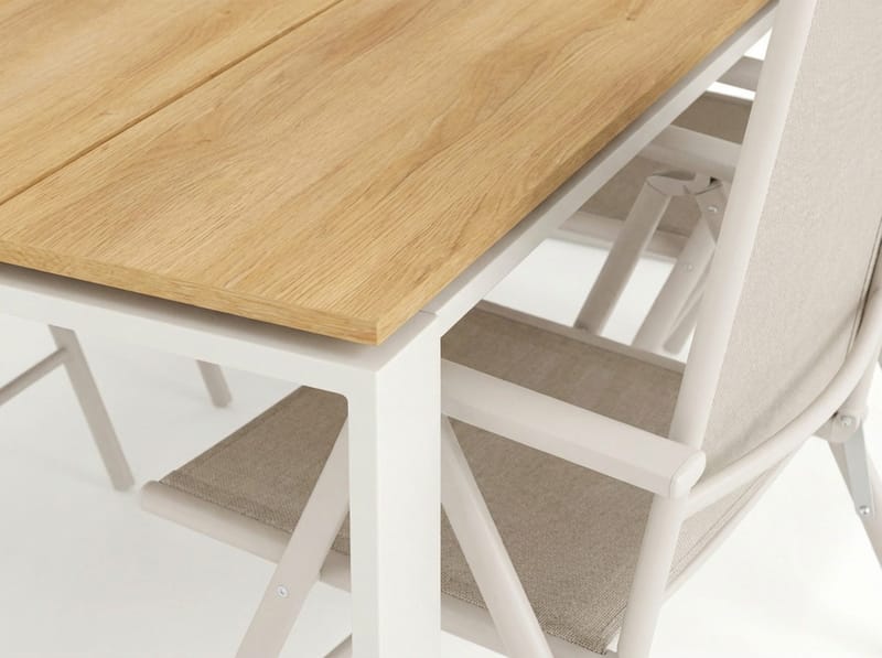 Devon utomhus matgrupp 210x100 cm med 6 Maggie positionsstolar - Beige/Teak - Products - Utemöbler & utemiljö - Utegrupp - Matgrupp utomhus